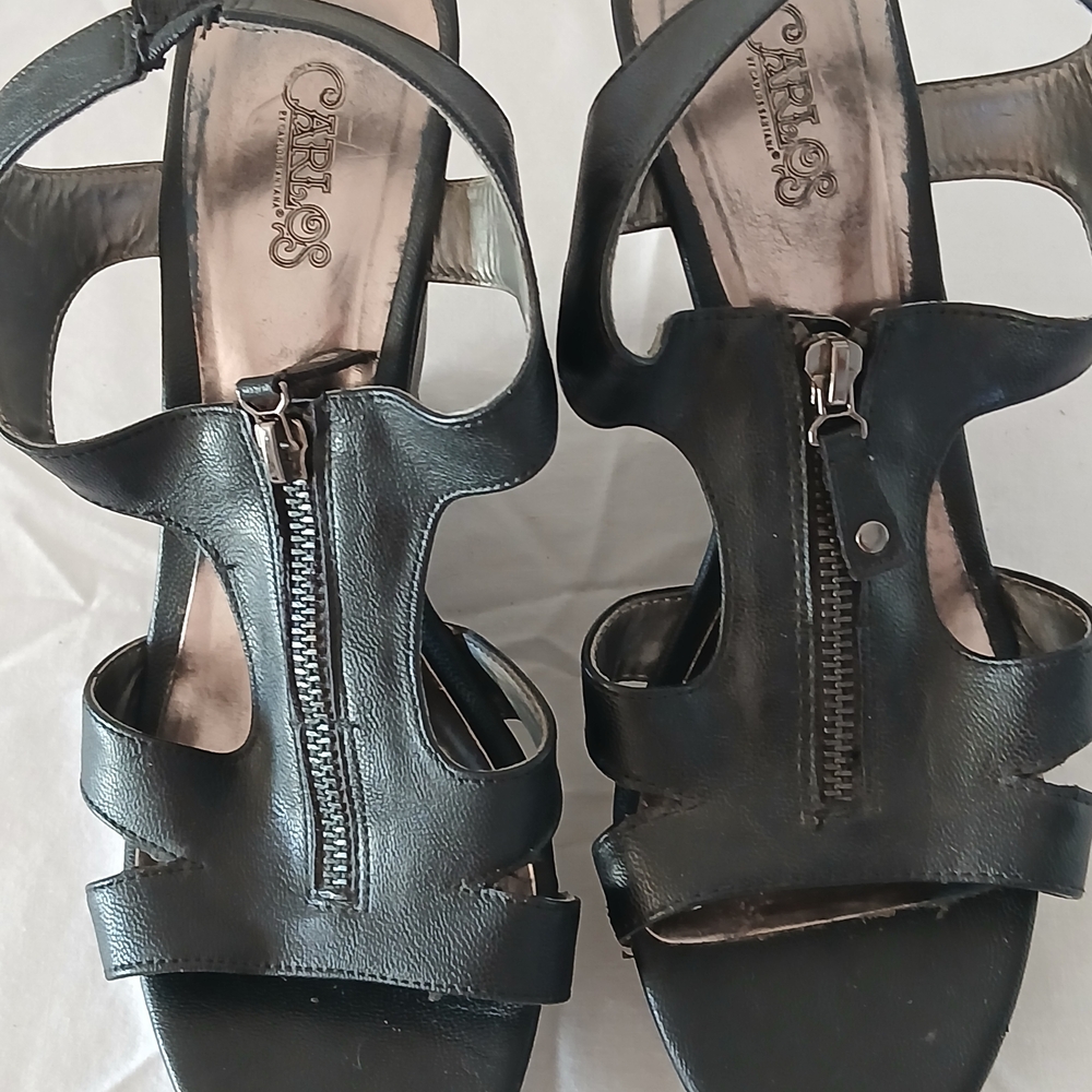 Carlos by Carlos Santana Black Zipper Sandals